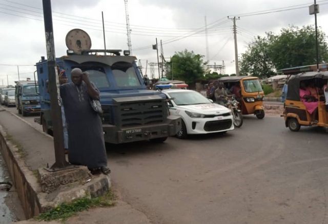 ...the entrance of OYSIEC in Ibadan on Friday afternoon...