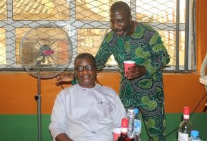 Architect Muyiwa Ige right with the celebrant Olayinka Agboola