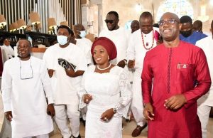 Photo: Makinde In Second Anniversary Thanksgiving …From right, Oyo State Governor, Seyi Makinde; his wife, Tamunominini; Chief Press Secretary to the Governor, Mr Taiwo Adisa and others during the thanksgiving service…