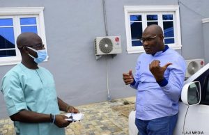 Ilaji Resort Boss, Sanusi, Donates Another Vehicle To Vigilante Group, Hailed By Makinde Chief Dotun Sanusi, left, with Mr Fatai Owoseni...during the presentation of the vehicle...