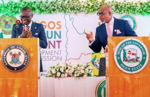 Joint Development Commission: Day Ogun, Lagos Created History Govs Babajide Sanwo-Olu, left, and Dapo Abiodun...at the epochal event...