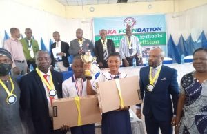 Baptist High School Oke Ado Wins DAKA Foundation’s Quiz Competition DAKA Foundation's Adesina Kazeem Abidikugu and others at the event...