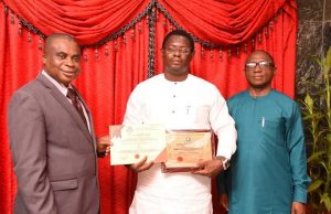CeProd Fellowship: Induction Excites Senate President’s Aides …Director-General of the Centre for Public Service Productivity and Development, Dr. Chris Egbu (left), Special Assistant (Press) to President of the Senate, Ezrel Tabiowo (middle), and Council Member of CeProd, Oloyede Adeniyi (right) at the induction of the Senate President’s aide and six others as Fellows of the Centre in Abuja…