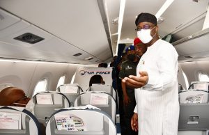 Photos: When Makinde Commissioned Protocol Lounge Built By Oyo Govt At Alakia Airport In Ibadan ...Oyo's Governor 'Seyi Makinde, right, in the aircraft...during the programme...