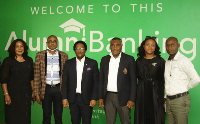 Alumni Banking Pix 1 L-R: Chinwendu Ofulue, Regional Head, South East 2, South East 2 Zone, Heritage Bank; Amaele Promise, Uniport Alumni Officer; Dike Dimiri, Divisional Head, Product Management and Inclusive Banking; Figbene Briggs, Regional Head, South-South 1 &2, Heritage Bank; Lolia Ogan, Director and Head of Schools, Aladumo International School and Dr. Chimeka Omodu, CEAPOLY Representative, during the Alumni Banking by Heritage Bank community meeting held in Port Harcourt recently...