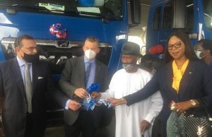 How Handover Of Trucks, Equipment To Julius Berger Was Bankrolled By Heritage Bank, Others R-L: Mother Dan-Egwu, Regional Head, Lagos Mainland, Lagos Mainland Zone of Heritage Bank Plc; Henry Agbamu, Chairman of SCOA Nigeria Plc; MD of Julius Berger Nigeria Plc, represented by Ralph Brendicke and GMD/CEO of SCOA Nigeria Plc, Dr. Massad Boulos, during the Official Handover Ceremony of State-of-the-Art Man Trucks and Wirtgen Equipment to Julius Berger Nigeria Plc with Heritage Bank being one of the lead financiers, weekend in Lagos…