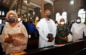 Photo: Oyo Govt In Independence Day Celebration Thanksgiving From left, Representative of Oyo State Governor and Secretary to the State Government, Mrs Olubamiwo Adeosun; Chief of Staff, Hon Segun Ogunwuyi; Head of Service, Alhaja Alolade Agboola and deputy Chief of Staff, Hon Abdulmojeed Mogbojubola during a thanksgiving service to mark 2021 Independence Day celebration...