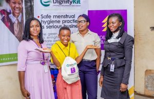 Polaris Bank Takes CSR To Another Level, Launches Feminine Hygiene Initiative Mariam Umar, Felicity Samson & Kehinde Ogunrinde all of Polaris Bank, Lokoja Branch with Ayomide Peace Sunday of Federal Govt. Day Science School, Lokoja, during the Dignity Kit Project Program...