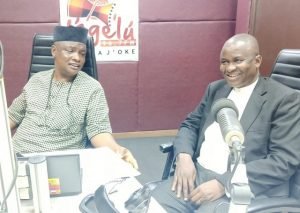Chief Adebayo Ojoright with Olayinka Agbooladuring the interview session on Lagelu 967fm