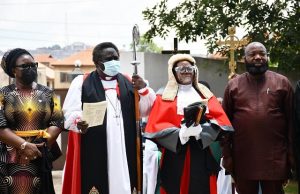 Makinde Makes Pledges To Oyo Judiciary As New Legal Year Begins …from the left: Representative of Oyo State Governor and Secretary to the State Government, Mrs Olubamiwo Adeosun; Bishop Joseph Akinfenwa; representative, Chief Judge of Oyo State, Justice Iyabo Yerima and Deputy Chief of Staff to the Governor, Hon Mojeed Mogbojubola during a special thanksgiving to mark the beginning of 2020/2021 legal year held at the Cathedral of St. James, Oke-Bola, Ibadan...