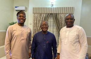 Parrot Talk: How Ortom Ended Rift Between Fayose, Makinde L-R: Engineer 'Seyi Makinde, Samuel Ortom and Ayodele Fayose...peace at last...
