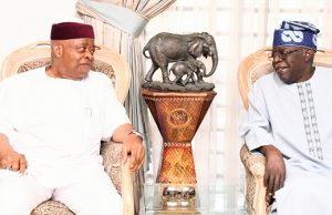 When Tinubu Played Host To Ex-Senate President Nnamani ...Senator Ken Nnamani, left, with his host, Asiwaju Bola Tinubu...