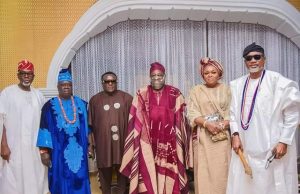 Check Out List Of Prominent Nigerians Who Witnessed The Installation Of Dele Momodu As Aare Of Iwo Kingdom R-L: Chief Tunji Alapini, Yeye Bolaji Momodu, Aare Dele Momodu, Saheed Osupa, a guest and Gbenga Olunloyo…