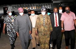 Photos: When Sanwo-Olu, Others Ushered Tinubu Back To Nigeria ...Senator Bola Tinubu, others...when he arrived Nigeria on Friday evening...