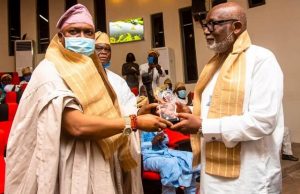Good Governance: NAPTAN’s Merit Award Of Excellence Goes To Akeredolu Ondo's Gov Oluwarotimi Akeredolu, right, with NAPTAN's National President, Alhaji Haruna Danjuma...