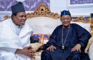Demise Of Alaafin: Yoruba World Center Mourns, Postpones Programme ...Alao Adedayo, left, with the Alaafin, Dr Lamidi Adeyemi...