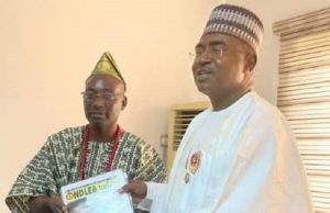 Day Yoruba Youths Rolled Out Drums To Honour Marwa ...Comrade Awa Bamiji, left, with Gen Buba Marwa (rtd)...