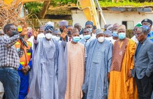 When North-West Governors Visited Site Of Ikoyi Collapsed Building ...Governor Babajide Sanwo-Olu, second from left, with other Governors...