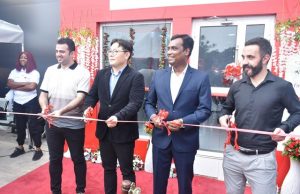 Excitement As LG Electronics Launches Fifth Free Wash-Centre In Ibadan L-R: Branch Manager, Fouani Nigeria Limited, Jad Attwi, General Manager, Home Appliances Division, LG Electronics West Africa, Mr. Brian Kang, Manager, Fouani, Nigeria Limited and Head, Corporate Marketing, LG Electronics West Africa Operation, Mr. Hari Elluru at the official commissioning of LG’s Life is Good Free Laundry Center at Idi-Ape, Ibadan Oyo State held on Wednesday...