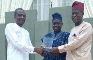 Photo: When Association Of Nigerian Authors Honoured PAWA …the Secretary General, Pan African Writers Association (PAWA) Dr Wale Okediran and the Association's Treasurer, Louis Mensah receiving an Award on behalf of PAWA from the President of the Association Of Nigerian Authors (ANA), Camilus Ukah…