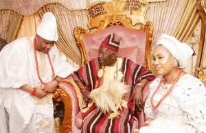 Photo: When Wole Arisekola Was Installed Mogaji By The Olubadan Mogaji Wole Arisekola, and his adorable wife...with the Olubadan of Ibadanland, Oba Saliu Adetunji...