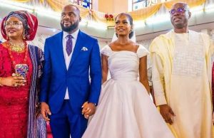 Ooni, Makinde, Abiodun, Akeredolu, Others Witness Oyo Speaker’s Wedding, See Images ...Rt Hon Adebo Ogundoyin, with his new bride and Governor 'Seyi Makinde...at the event...