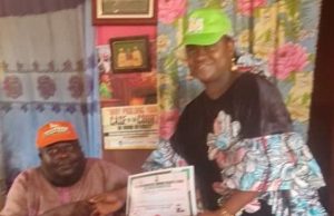 Kayrom Lee Boss Honoured By Supreme Human Right Society Ambassador Romoke Ayinde...right, receiving her certificate...