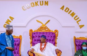 Presidency 2023: When Tinubu Paid Homage To Ooni, Aromolaran L-R: Asiwaju Bola Tinubu, the Owa Obokun of Ijeshaland and Governor Adegboyega Oyetola...