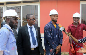 Photos: PMParrot Pays Pre-Convocation Visit To First Technical University, See Images Of Professor Salami’s Four-Year-Magical Achievements ...the Vice Chancellor of the First Technical University, Professor Ayobami Salami, second from left, with some of the students of the school who have been working day and night to give the school a facelift before Saturday, when the convocation ceremony will hold... Others students of the school have also trained as welders, mechanics, bricklayers ets...in addition to their chosen courses of study at the school...