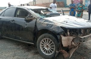 Auto Mishap: Agba Egbe, Ibadan North LG Boss Cheats Death, See Images ...Agba Egbe's car, moments after the accident...