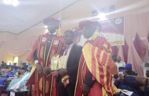 Femi Falana Urges FG To End Killings, Lauds EKSU Management …Representative of Mr. Femi Falana (SAN) and Barrister Folarin Falana (Falz) during the presentation of the Awards Of Recognition bestowed on them by the Vice Chancellor of the Ekiti State University, Ado Ekiti, Professor Edward Olanipekun. Barrister Taiwo Omidoyin is standing in the middle with the Award Plaque…