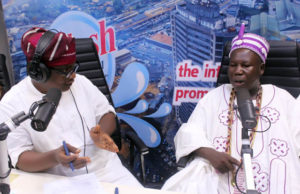 Photos As Alado Of Ado Awaye Storms Splash 105.5fm Radio Ibadan To Feature On Parrot Xtra Hour ...His Royal Highness, Oba (Rev) Ademola Olugbile Folakanmi, the Alado Of Ado Awaye, right, with Olayinka Agboola, the anchor of the Radio Show...