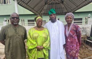 Muyiwa Ige, Sister Remember Late Mother, Justice Atinuke Ige L-R: Mr Gbenro Adegbola, wife, Funsho, Muyiwa Ige and wife, Barrister Oyinda...at St Anne's Church on Sunday morning...