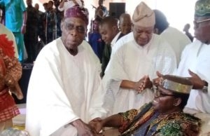 Video: Obasanjo In Symbolic Dance With Ebenezer Obey@80 To Depict Bad Governance In Nigeria ...Former President Olusegun Obasanjo, left, dancing with Professor Ebenezer Obey-Fabiyi while others look on...