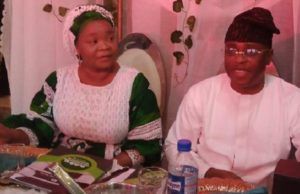 Bimbo Oshin Sheds Tears As Ibadan Golf Club Honours Her Late Husband, Dudu ...Bimbo Oshin, left, with Mr Abiodun Olatunji, SAN...at the event on Saturday evening...