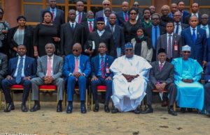 Lawan Says NASS’ll Continue To Support Judiciary To Discharge Mandate L - R: Attorney General and Minister of Justice, Malami Abubakar, Speaker, House of Representatives, Femi Gbajabiamila, Secretary to the Government of the Federation, Boss Mustapha, Chairman of the Economic and Financial Crimes Commission, Abdulrasheed Bawa, Senate President Ahmad Lawan, Chief Justice of Nigeria, Ibrahim Tanko Muhammad, and Minister of the Federal Capital Territory, Mohammed Musa Bello, on Monday, at a capacity building workshop for Judges and Justices organised by the EFCC in collaboration with the National Judicial Institute…