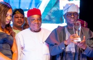 How Sanwo-Olu Bagged The Sun’s Governor Of The Year Award ...Lagos' Governor Babajide Sanwo-Olu, right, with others at the event...