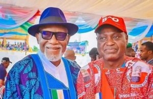 Ekiti Guber: When Akeredolu Joined Others To Congratulate Gov-Elect , Oyebanji Ondo's Governor Oluwarotimi Akeredolu, with Biodun Oyebanji...
