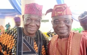 Chief Tubosun Oladapo, left, with Baale Yemi Ogunyemi...