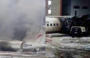 How Pilots Averted Disaster After Overland Aircraft’s Engine Caught Fire In Lagos ...the affected Overland Airways' aircraft...