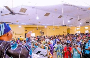 Receipt Of N1bn Bond Certificates From Oyetola Excites Osun Retirees ...Osun's Governor Adegboyega Oyetola...addressing the retirees...