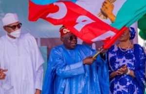APC’s Presidential Ticket: Tinubu Confesses, Says ‘I Didn’t Expect To Win’ L-R: President Muhammadu Buhari, Senator Bola Tinubu and his wife, Senator Oluremi Tinubu...at the Eagle Square in Abuja...