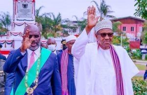 Buhari, In Liberia Speaks About How Good Governance’ll Stop Coup President Muhammadu Buhari, right, with Liberia's President, Dr George Weah...in Liberia on Tuesday...