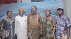 Comrade Adedeji Adekunle Babatunde right Olayinka Agboola and others after the show