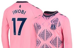 Check Out Iwobi’s New Pink Away Kit At Everton