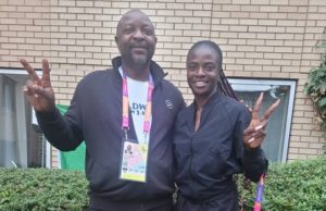 Photo: Check Out Moment Dare, Sports Minister Met With Tobi Amusan In The United Kingdom Chief Sunday Dare, left, with Tobi Amusan