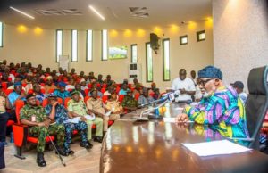 You Need To Partner Us To Rid Our State Of Criminals, Akeredolu Tells Ebira People In Ondo ...Ondo's Governor Oluwarotimi Akeredolu, right, addressing the Ebiras and others...