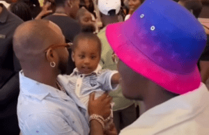 Davido Appears In Public With Second Son From Fourth Baby Mama Davido, left...