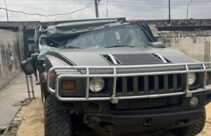 How Fayose Escaped From Gunmen Who Kidnapped Several Others In Osun ...Isaac Fayose's vehicle...after the encounter with gunmen...