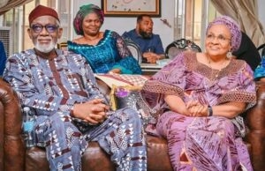 Demise Of Mother: Ajimobi’s Wife Joins Others To Pay Condolence Visit To Akeredolu Ondo's Governor Oluwarotimi Akeredolu, right, with Mrs Florence Ajimobi...